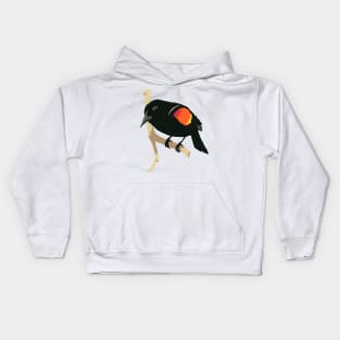 Red-winged Blackbird Paper Black Bird Agelaius phoeniceus Kids Hoodie